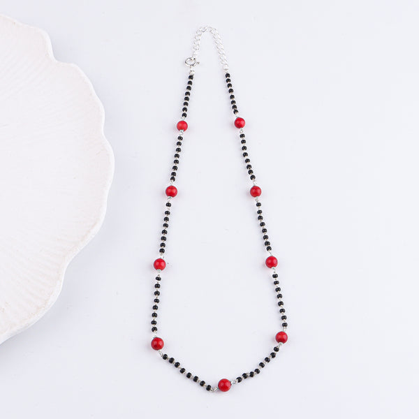 Round Coral Silver Mangalsutra (Project Handmade)