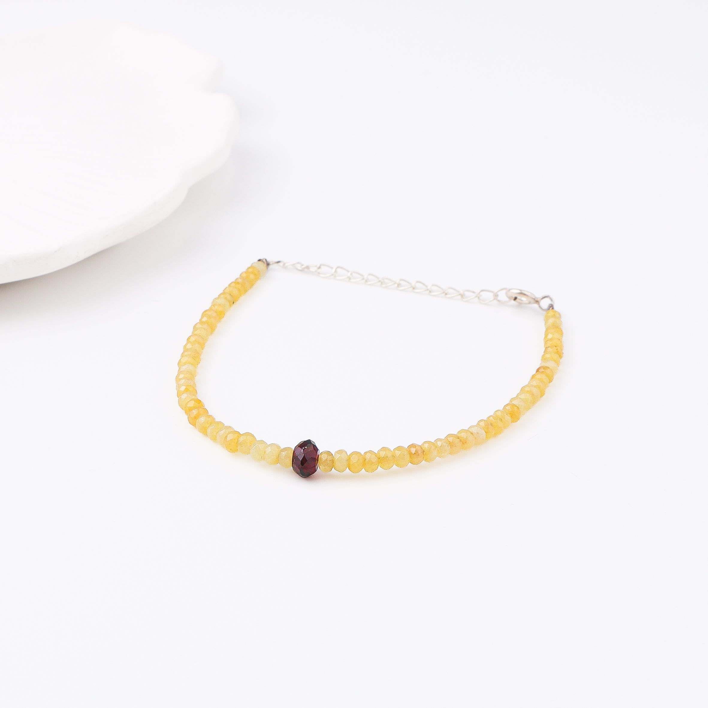 Silver Bracelet with Agate and Garnet Stones