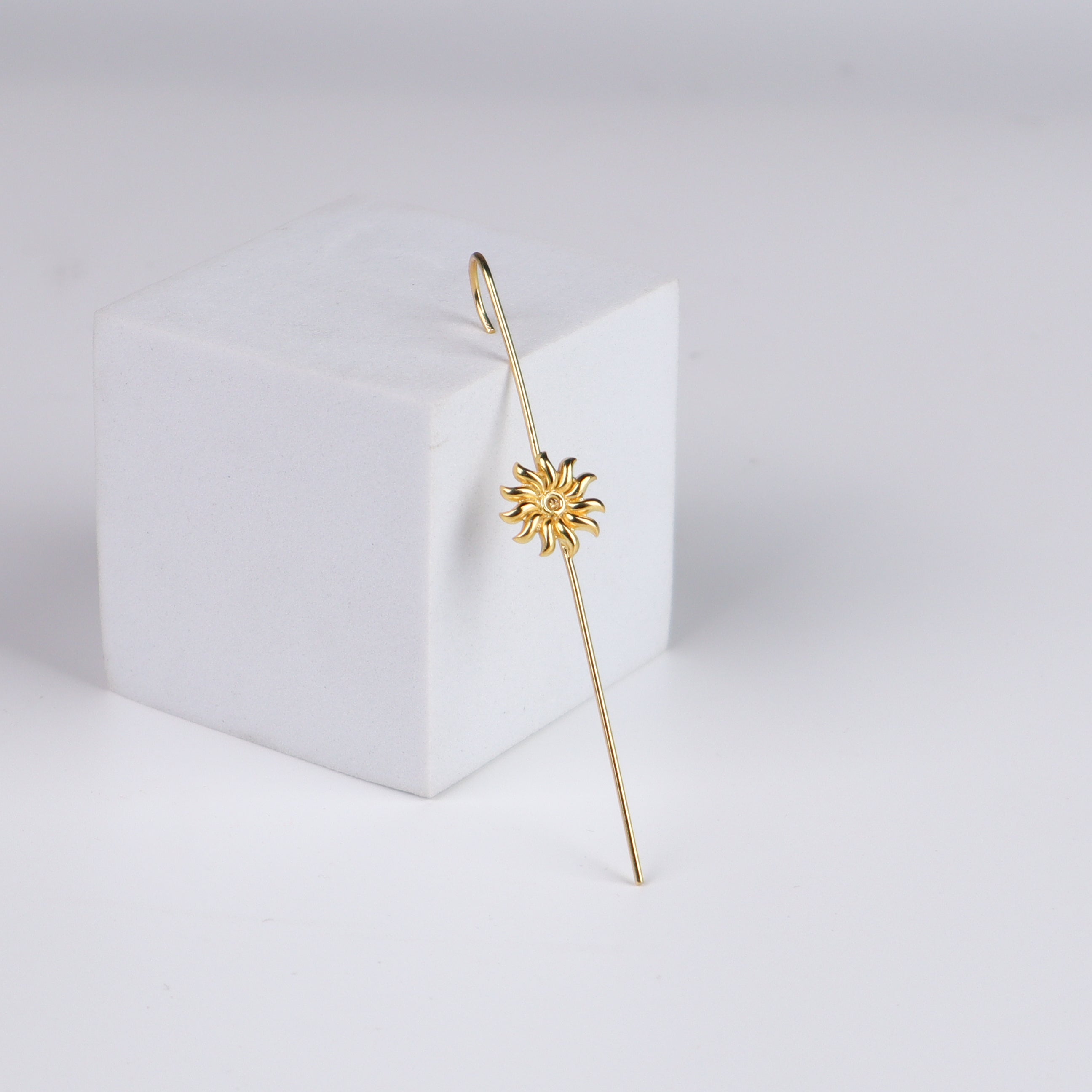 Silver Sun Motif Earcuff | 92.5 Silver | 22K Gold Plated
