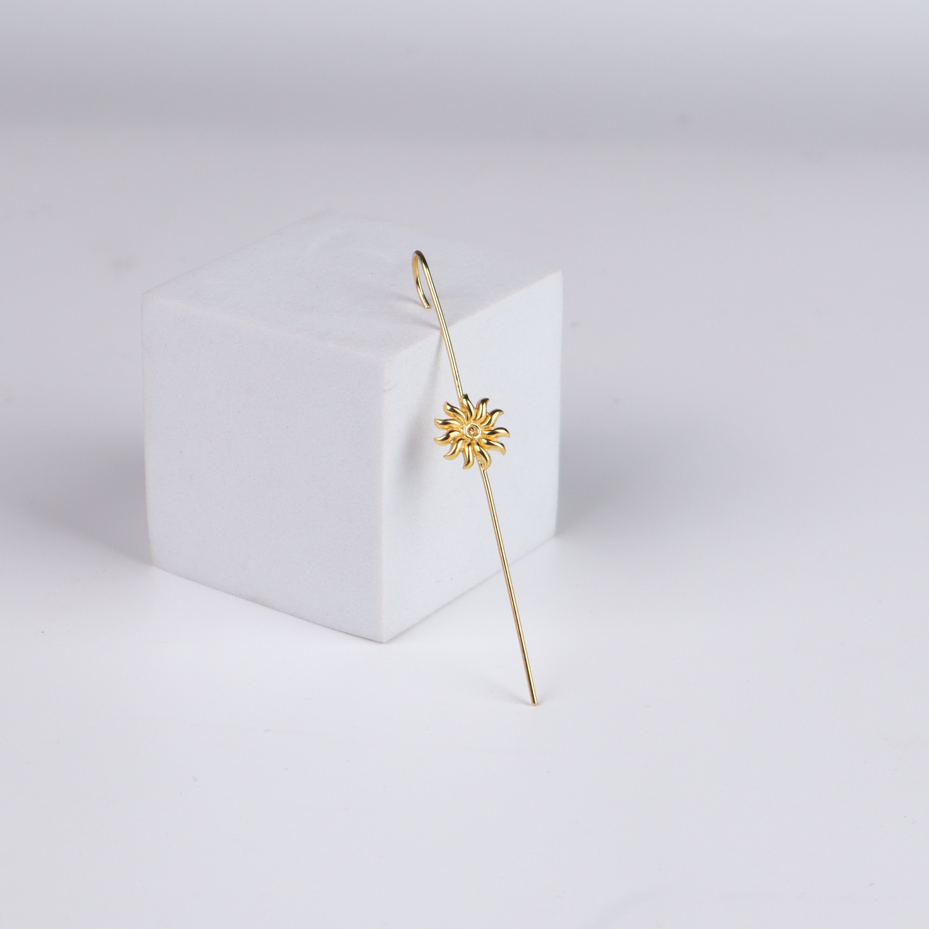 Silver Sun Motif Earcuff | 92.5 Silver | 22K Gold Plated