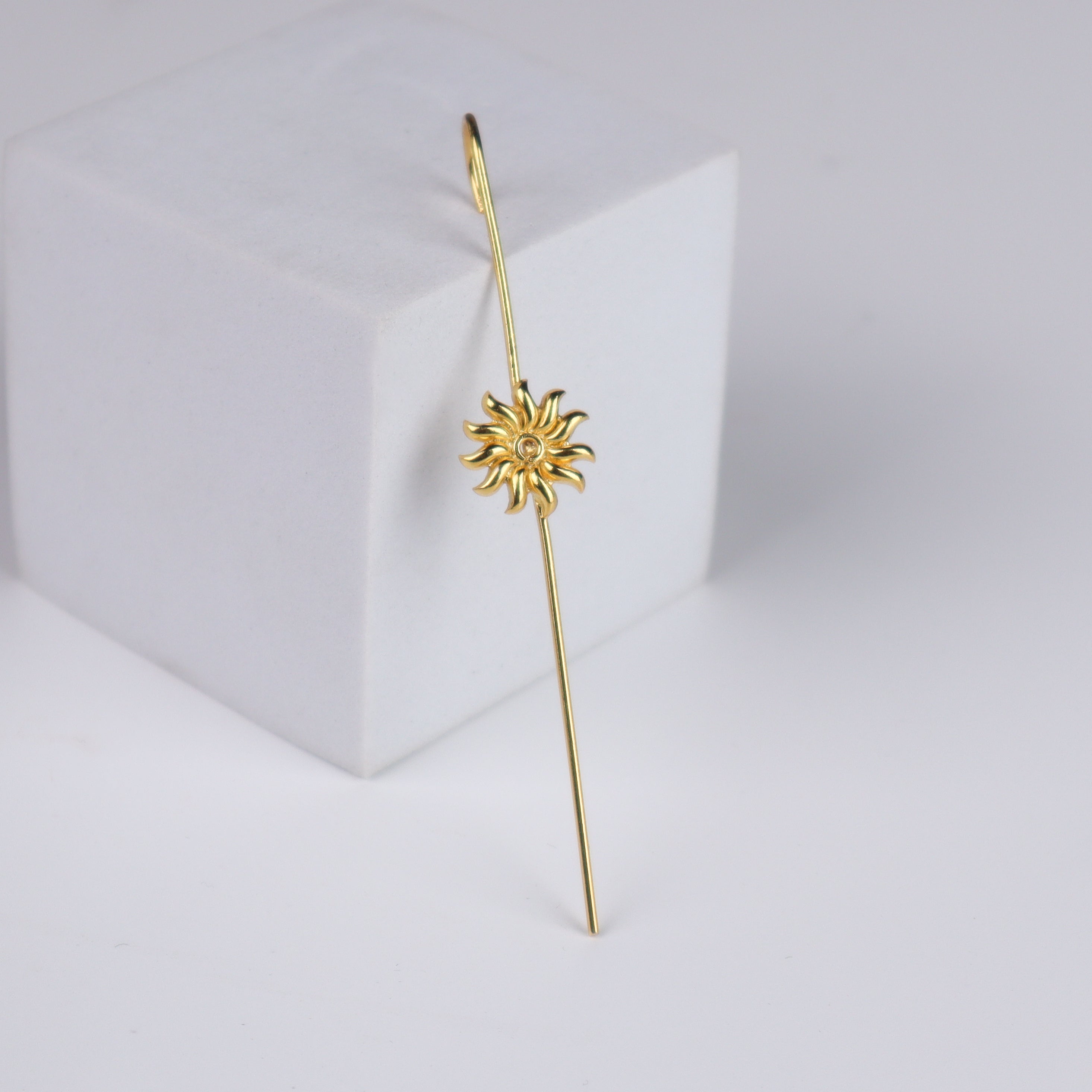 Silver Sun Motif Earcuff | 92.5 Silver | 22K Gold Plated