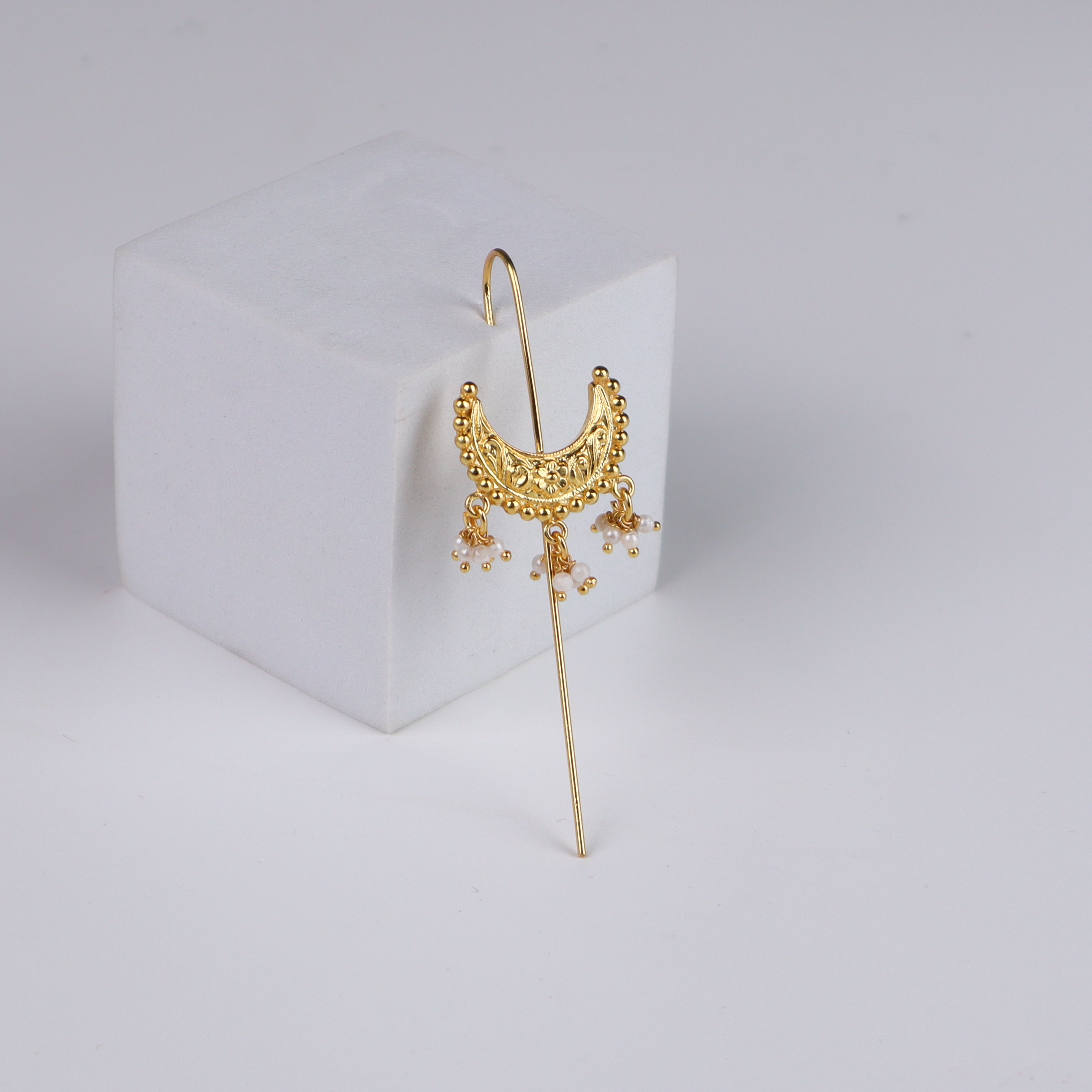 Ghungroo Chandrakor Motif Single Earcuff | 92.5 Silver | 22K Gold Plated