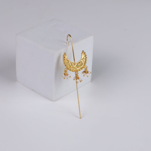Ghungroo Chandrakor Motif Single Earcuff | 92.5 Silver | 22K Gold Plated