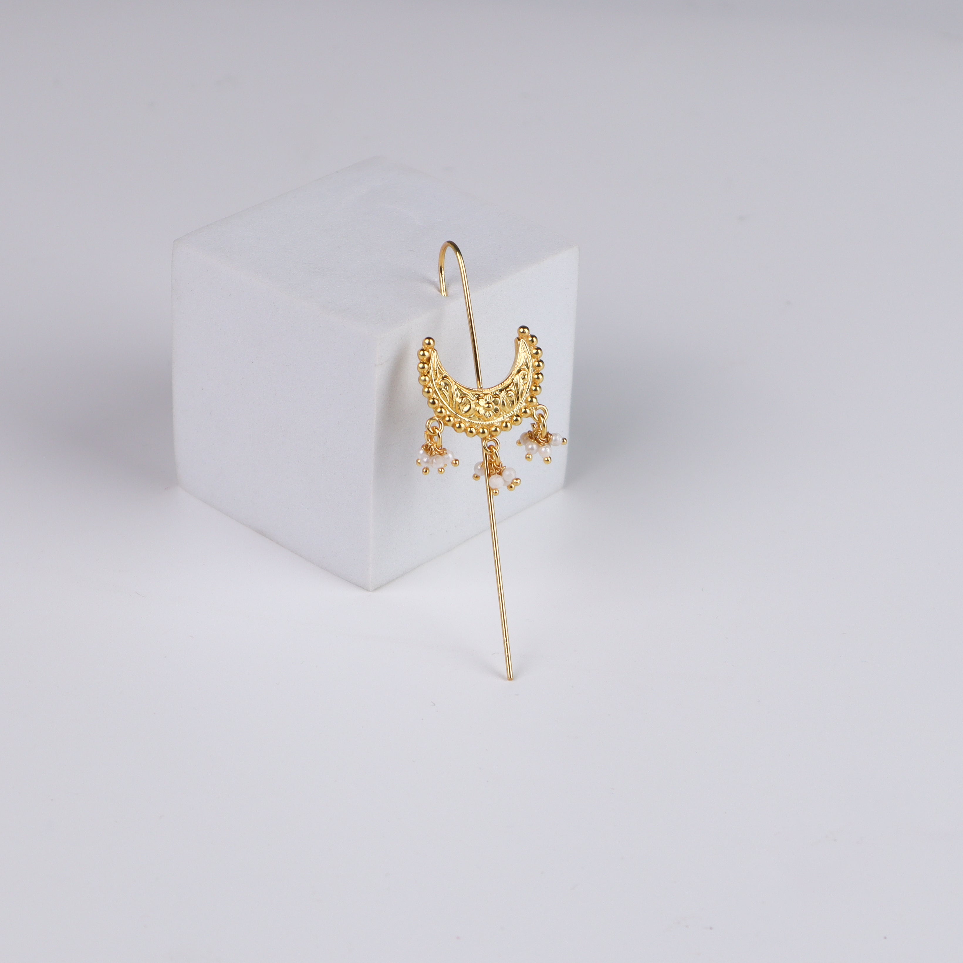 Ghungroo Chandrakor Motif Single Earcuff | 92.5 Silver | 22K Gold Plated