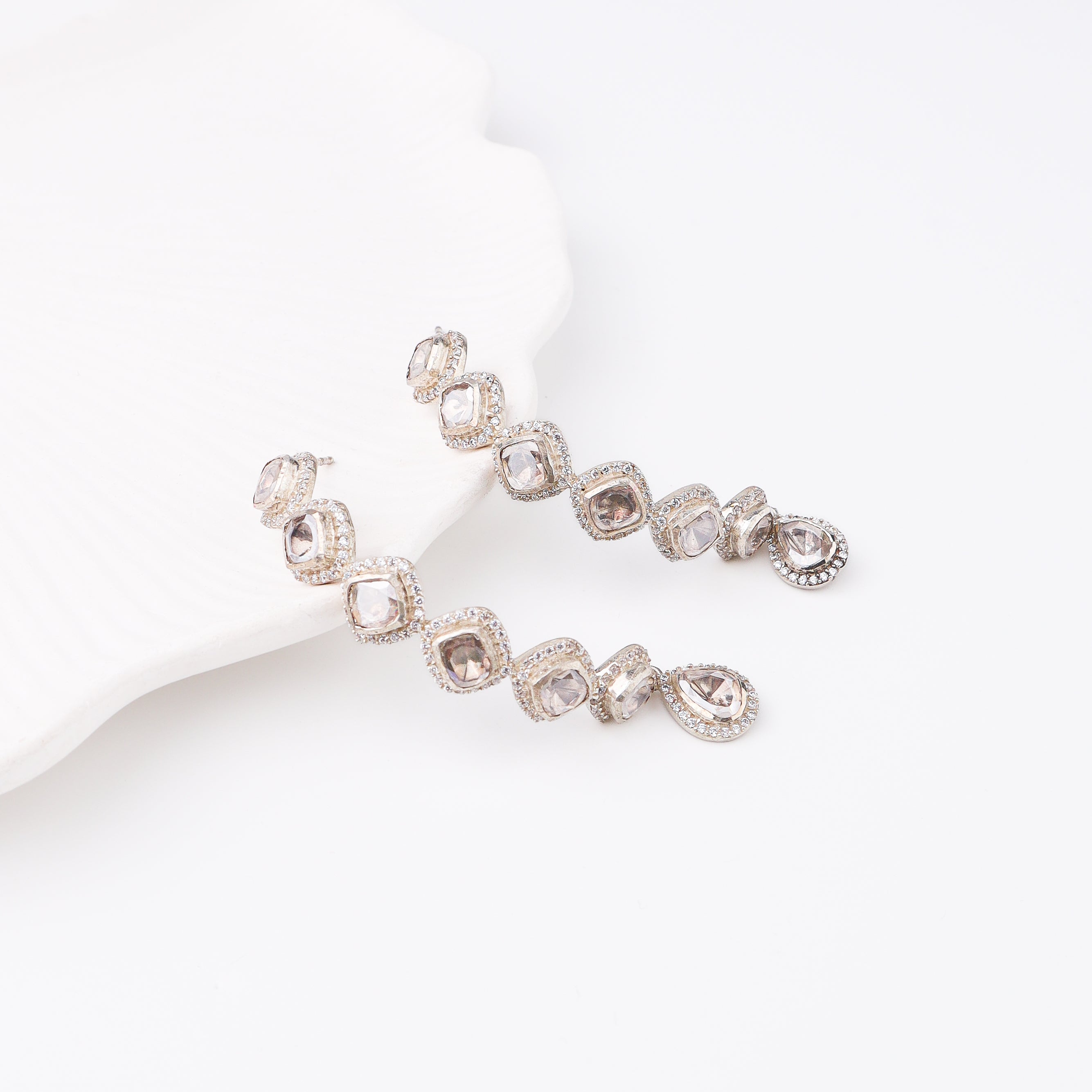 Jewelry set featuring moissanite earrings and necklace