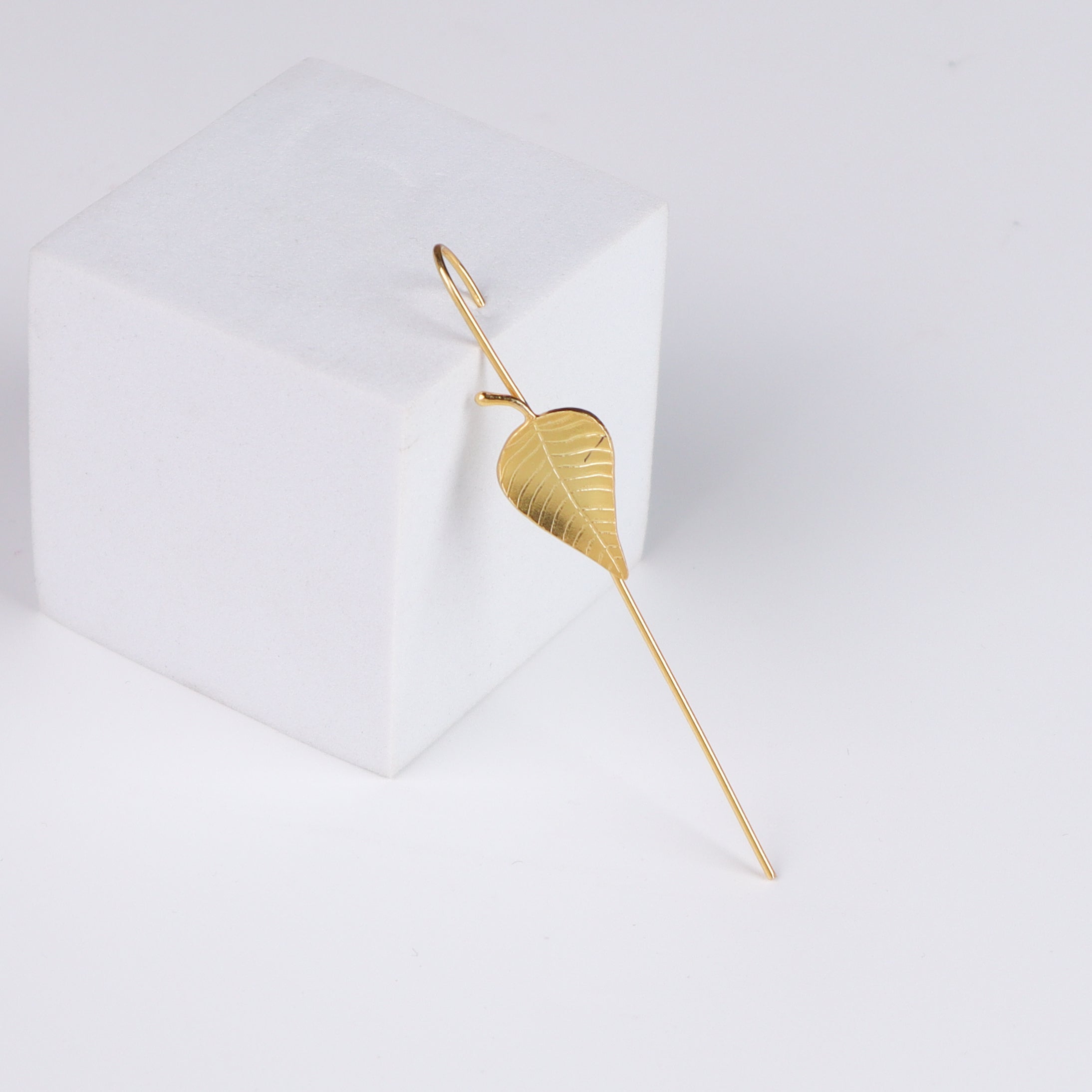 Silver Peepal Motif Single Earcuff | 92.5 Silver | 22K Gold Plated