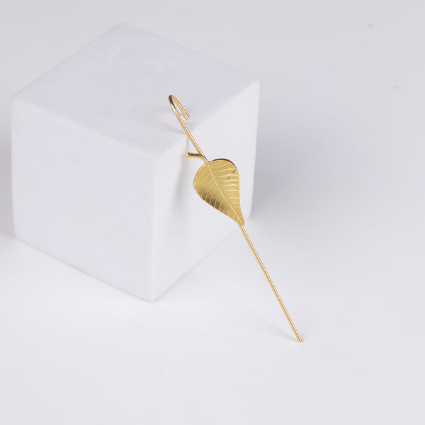 Silver Peepal Motif Single Earcuff | 92.5 Silver | 22K Gold Plated