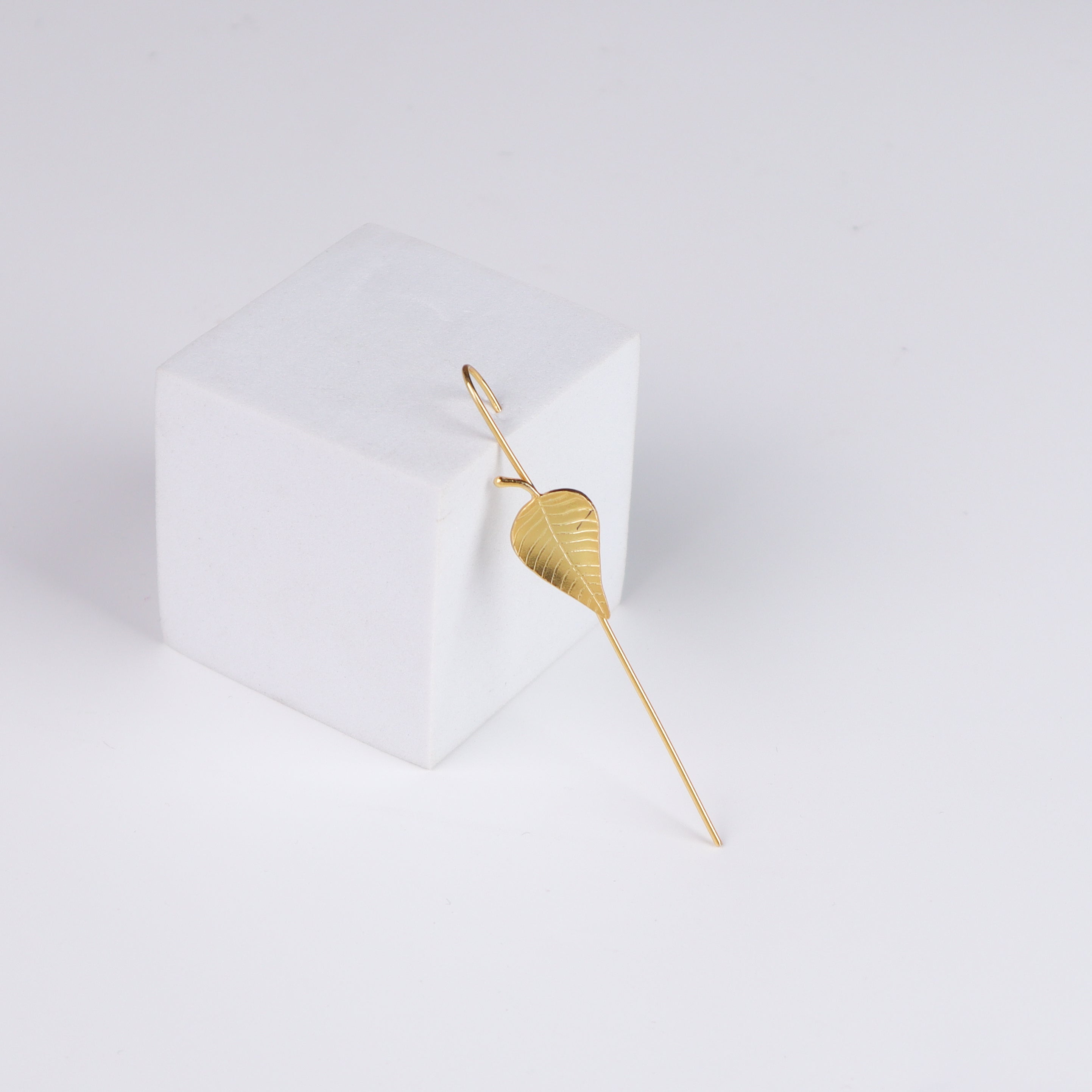 Silver Peepal Motif Single Earcuff | 92.5 Silver | 22K Gold Plated