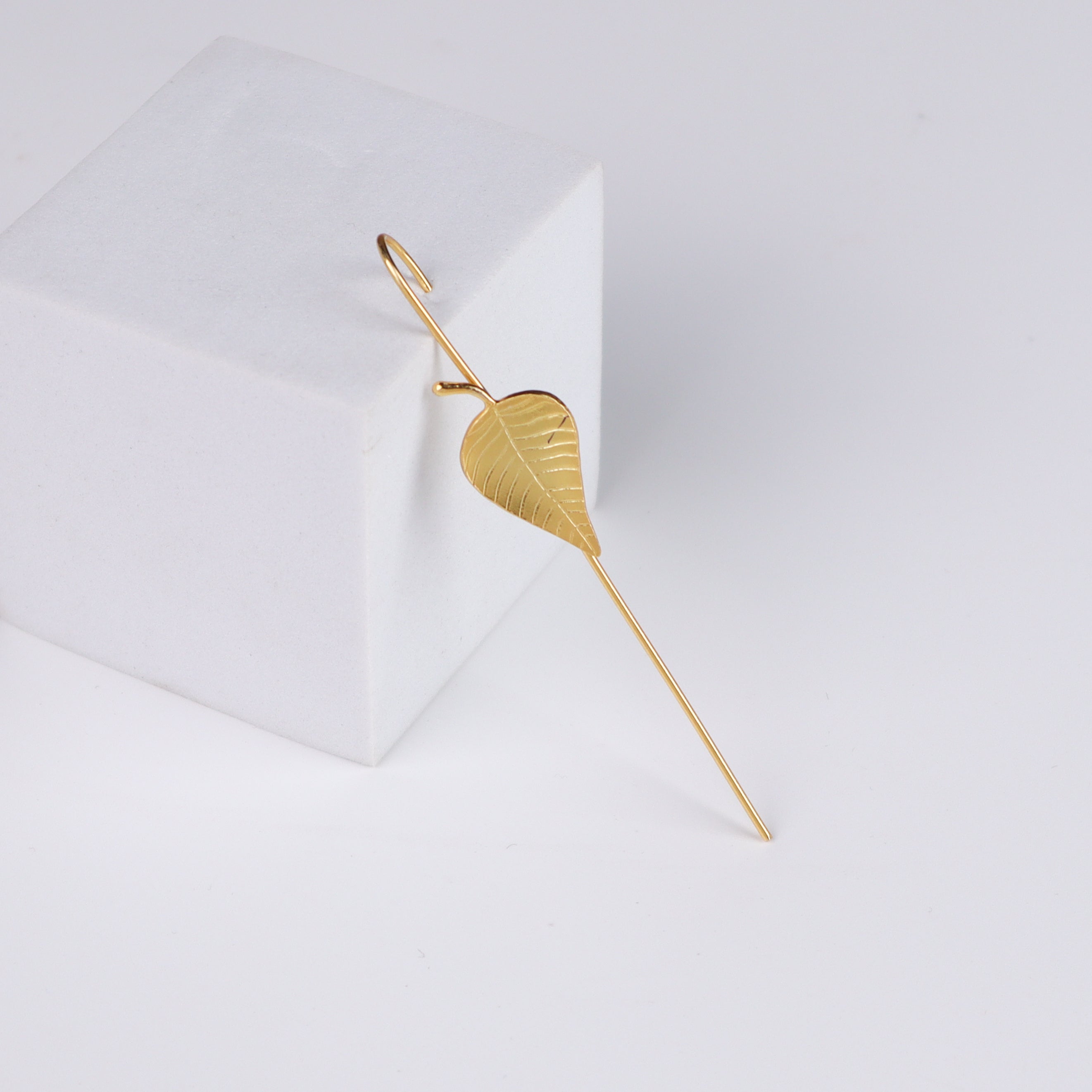 Silver Peepal Motif Single Earcuff | 92.5 Silver | 22K Gold Plated