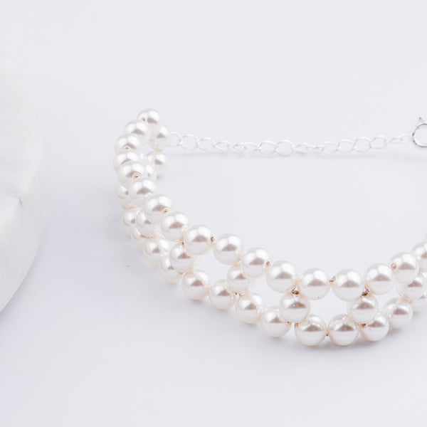 Silver Pearl Beaded Bracelet