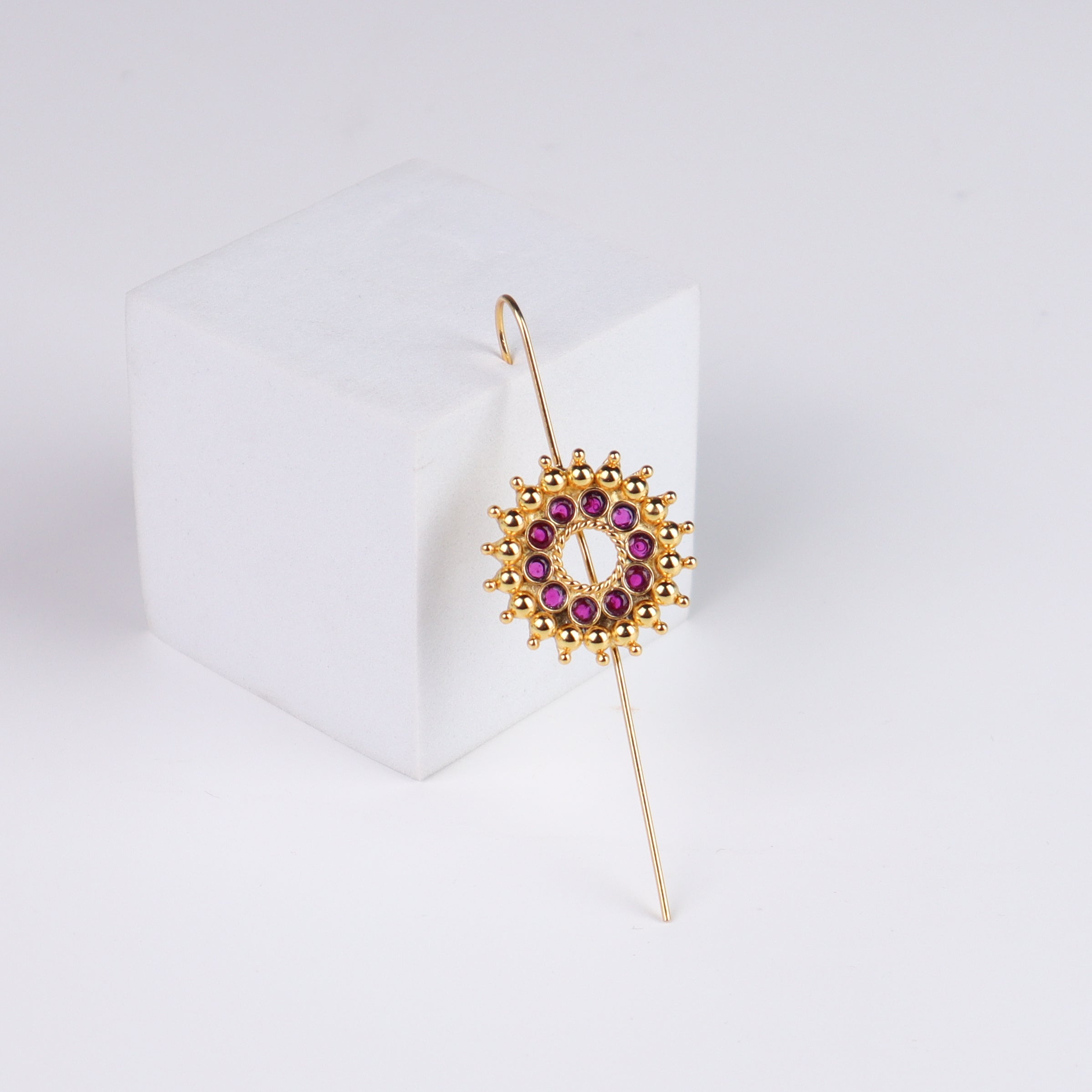 Pink Karwar Motif Single Earcuff | 92.5 Silver | 22K Gold Plated