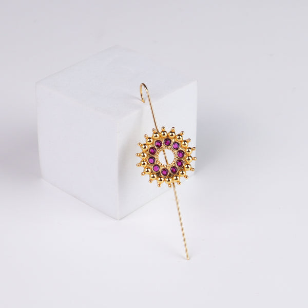 Pink Karwar Motif Single Earcuff | 92.5 Silver | 22K Gold Plated