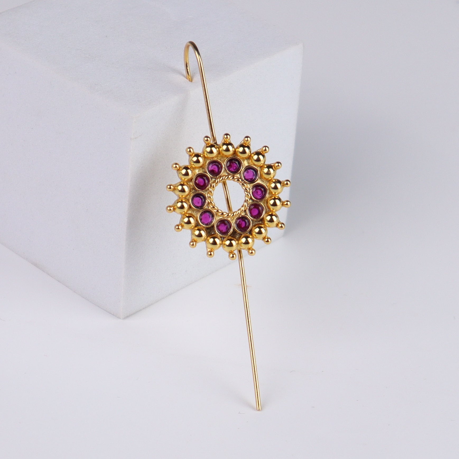 Pink Karwar Motif Single Earcuff | 92.5 Silver | 22K Gold Plated