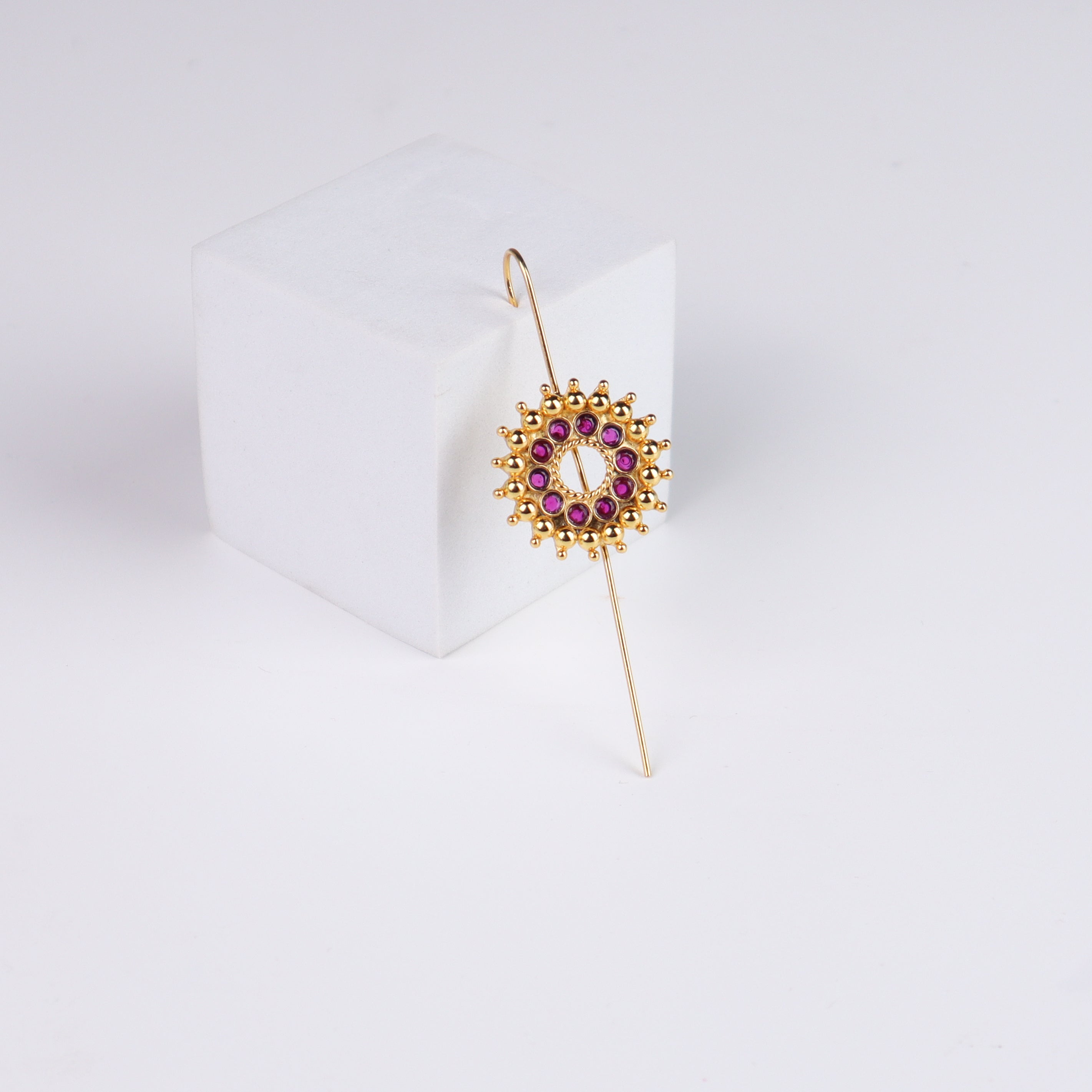 Pink Karwar Motif Single Earcuff | 92.5 Silver | 22K Gold Plated