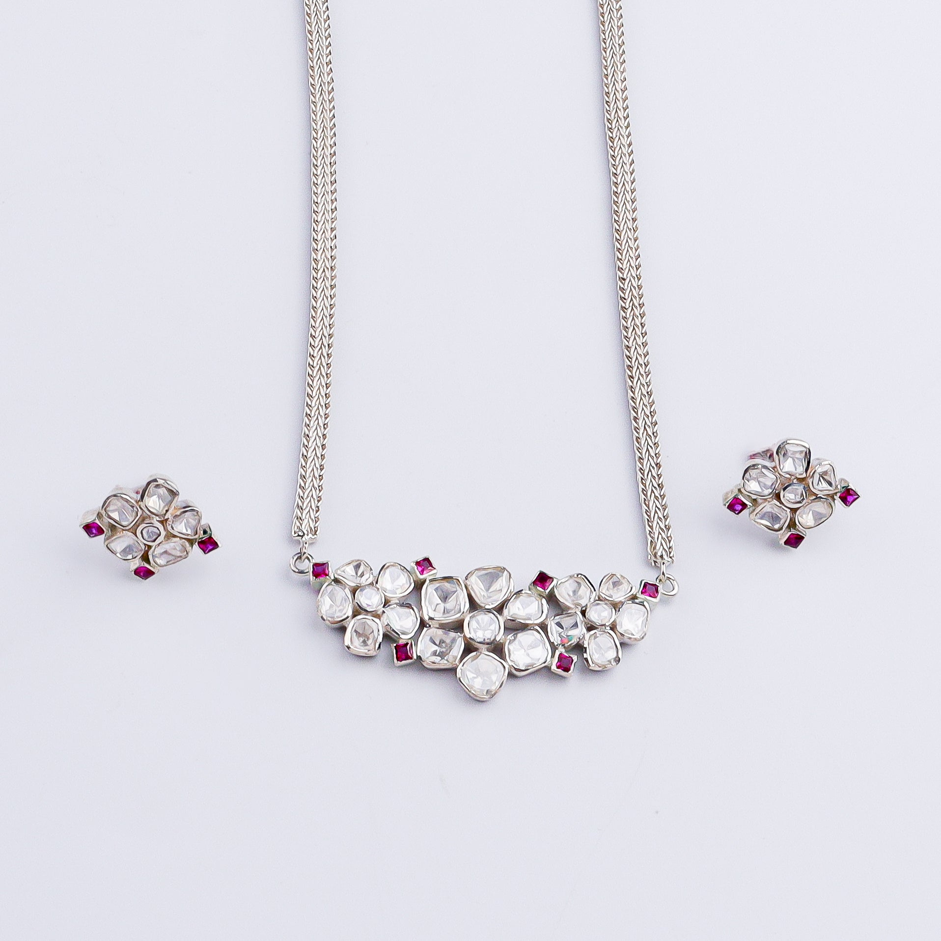 Polki Choker Silver Set (Moissanite)