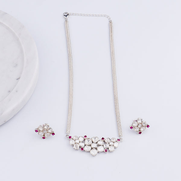 Polki Choker Silver Set (Moissanite)