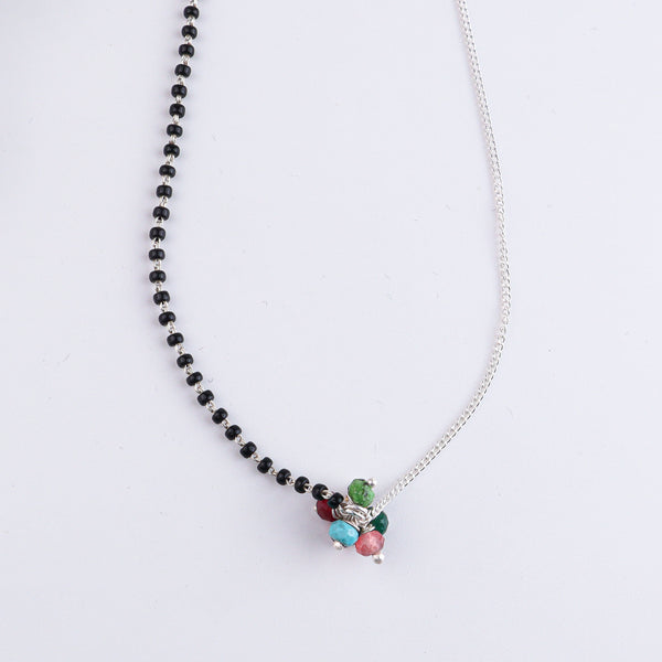 Half & Half Multicolor Bunch Silver Mangalsutra (Project Handmade)