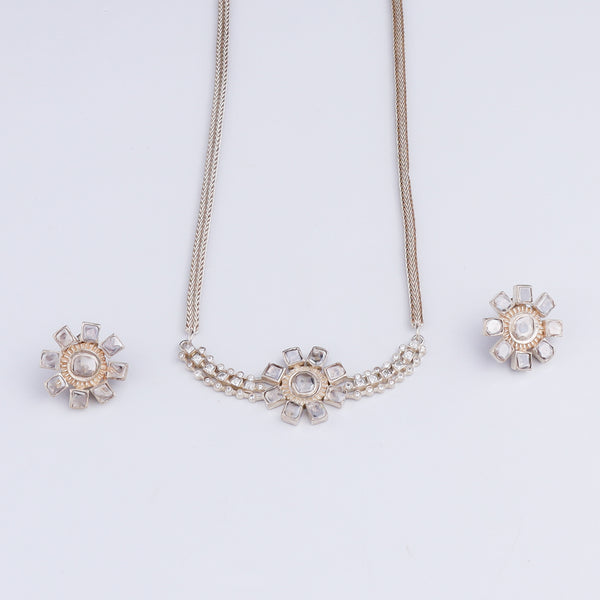Polki Choker Design Silver Set (Moissanite)