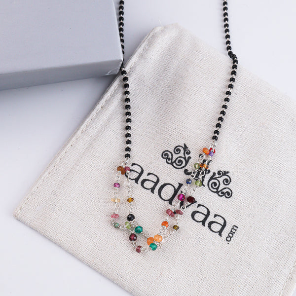 Entangled Multicolor Ganthan Silver Mangalsutra (Project Handmade)