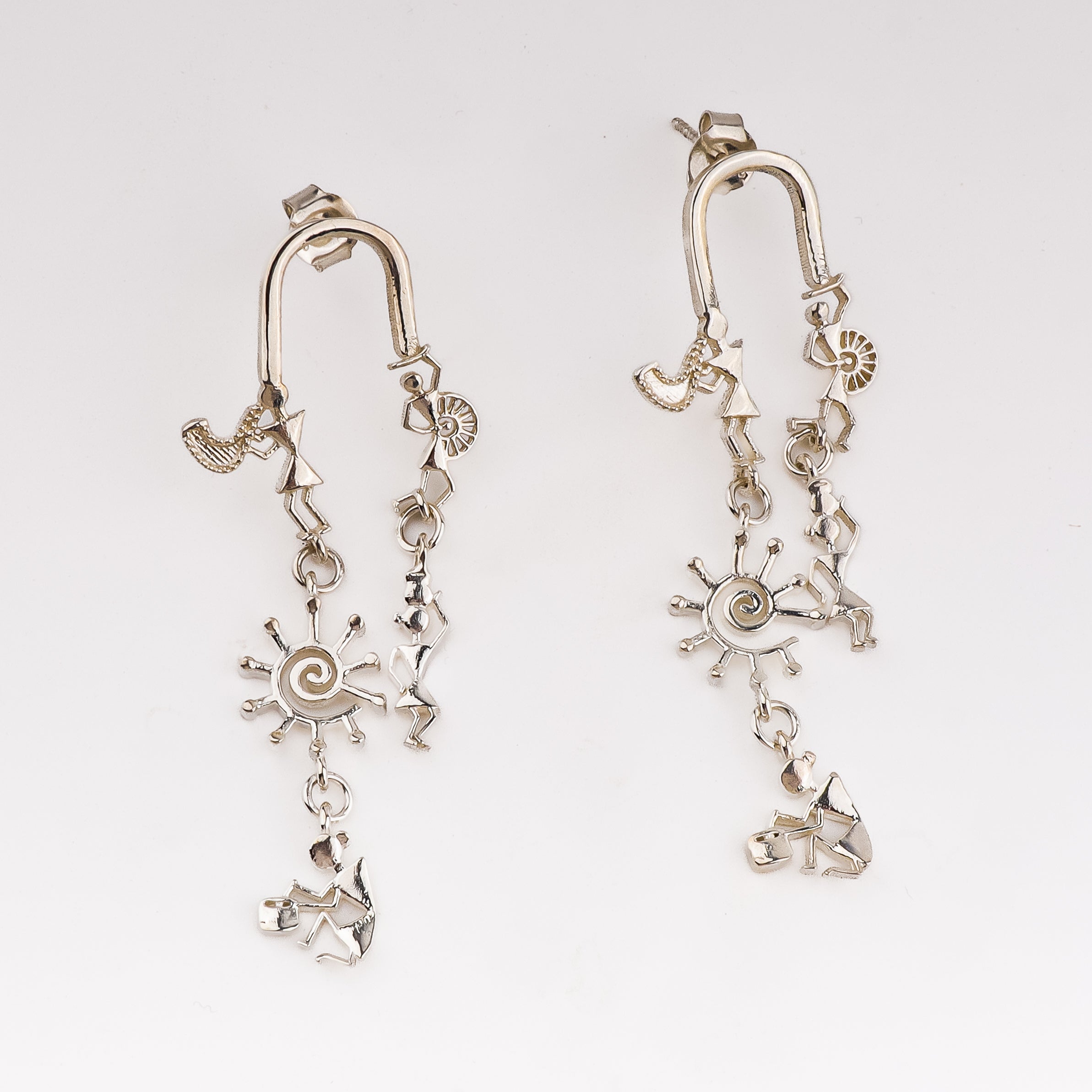 Silver Earrings with Warli Motifs