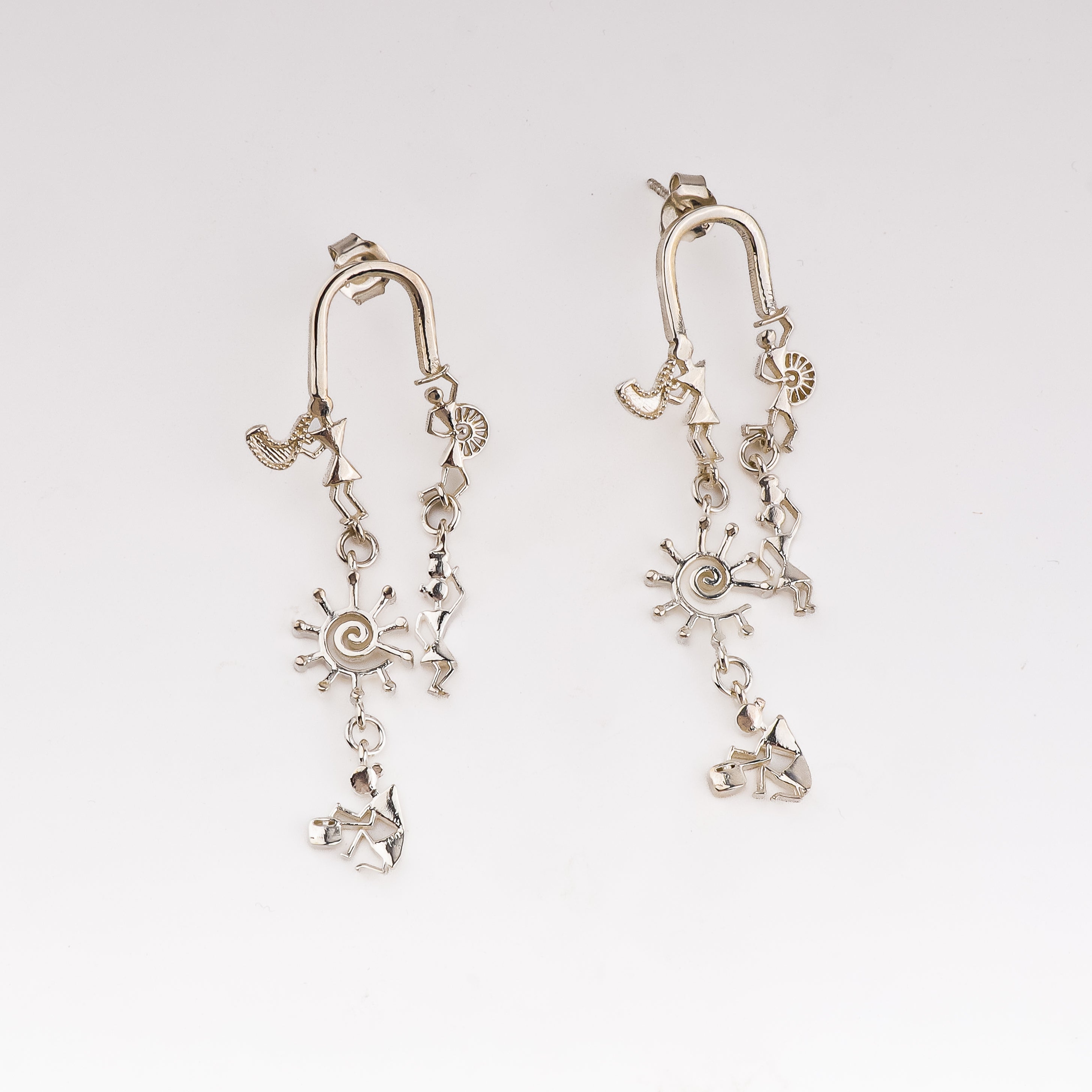 Silver Earrings with Warli Motifs