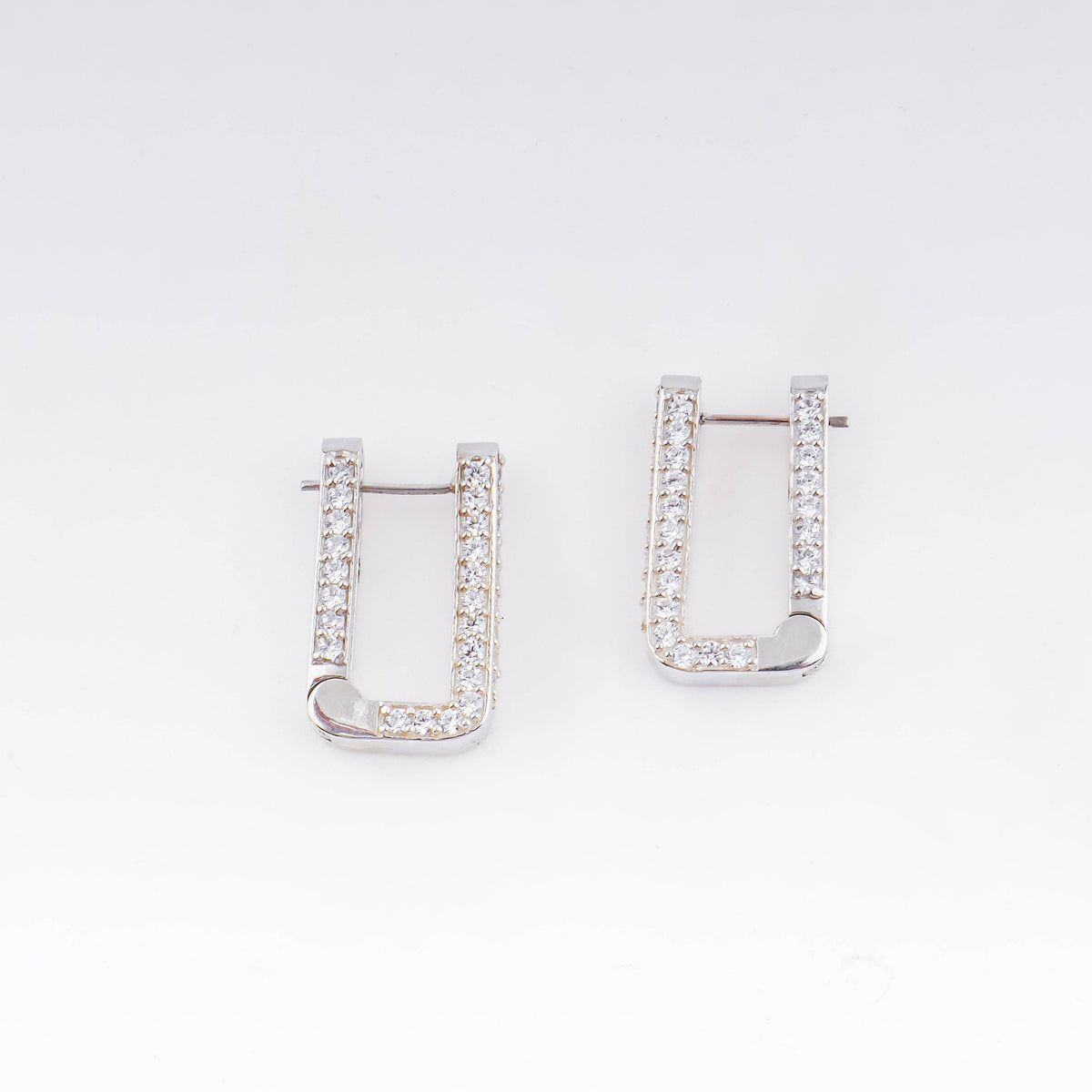Silver CZ Hoop Earrings