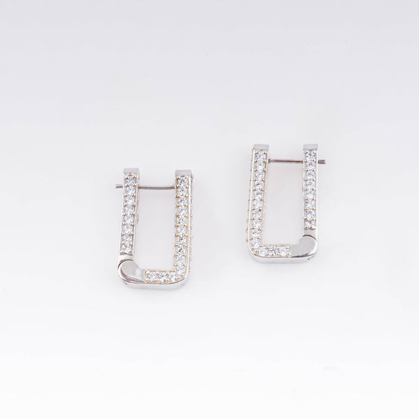 Silver CZ Hoop Earrings