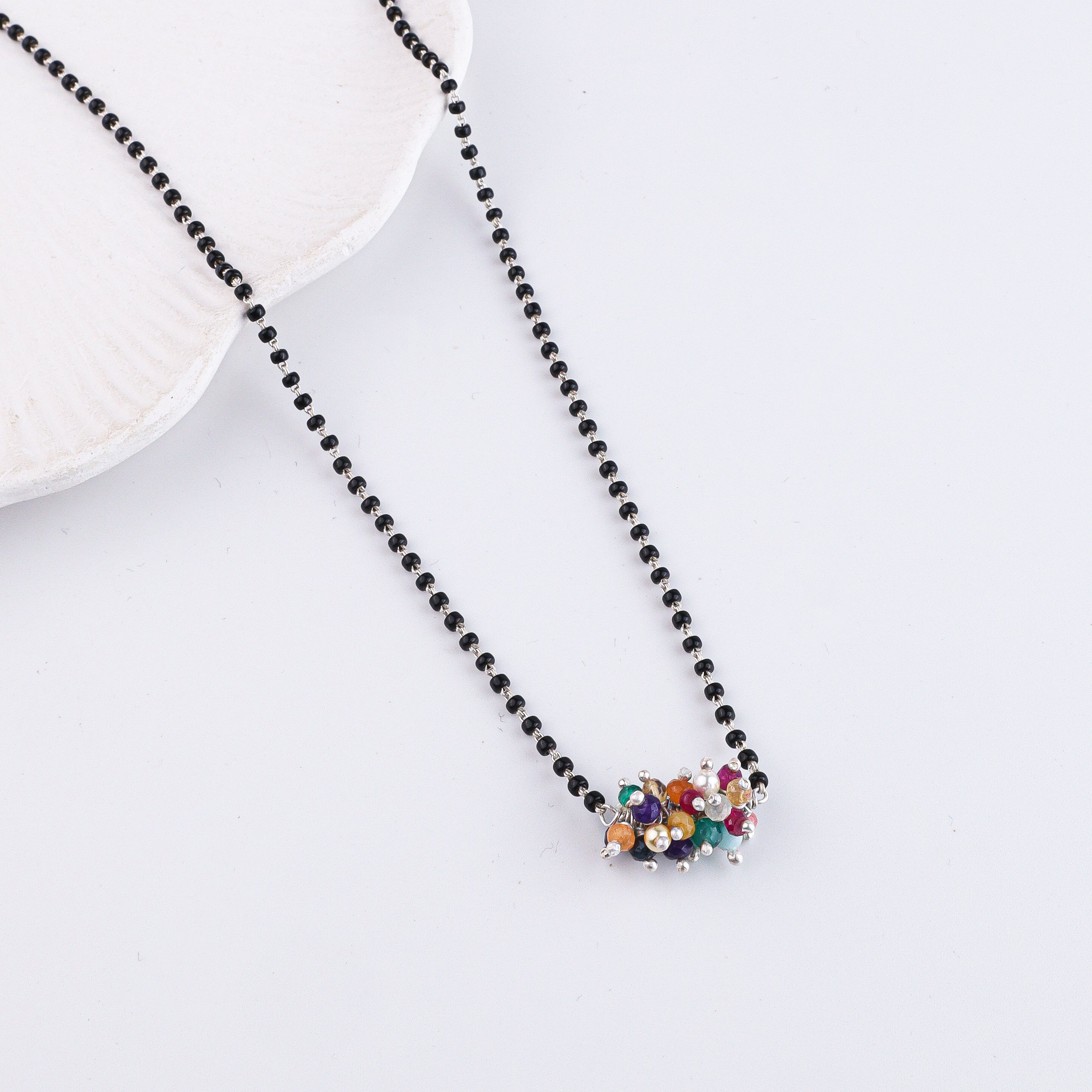 Multicolor Bunch Silver Mangalsutra (Project Handmade)