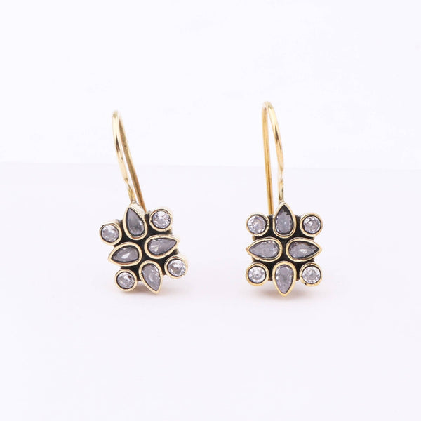 Close-up of Brass Fashion Earrings showcasing intricate detailing, textured elements, and fine craftsmanship