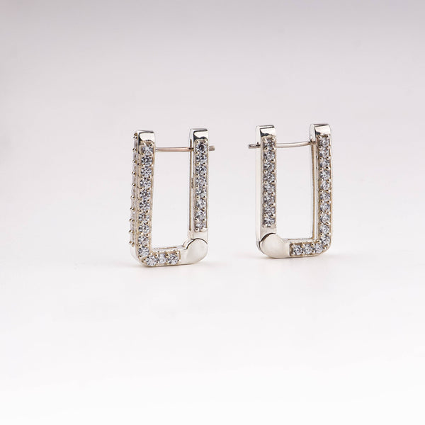 Silver CZ Hoop Earrings