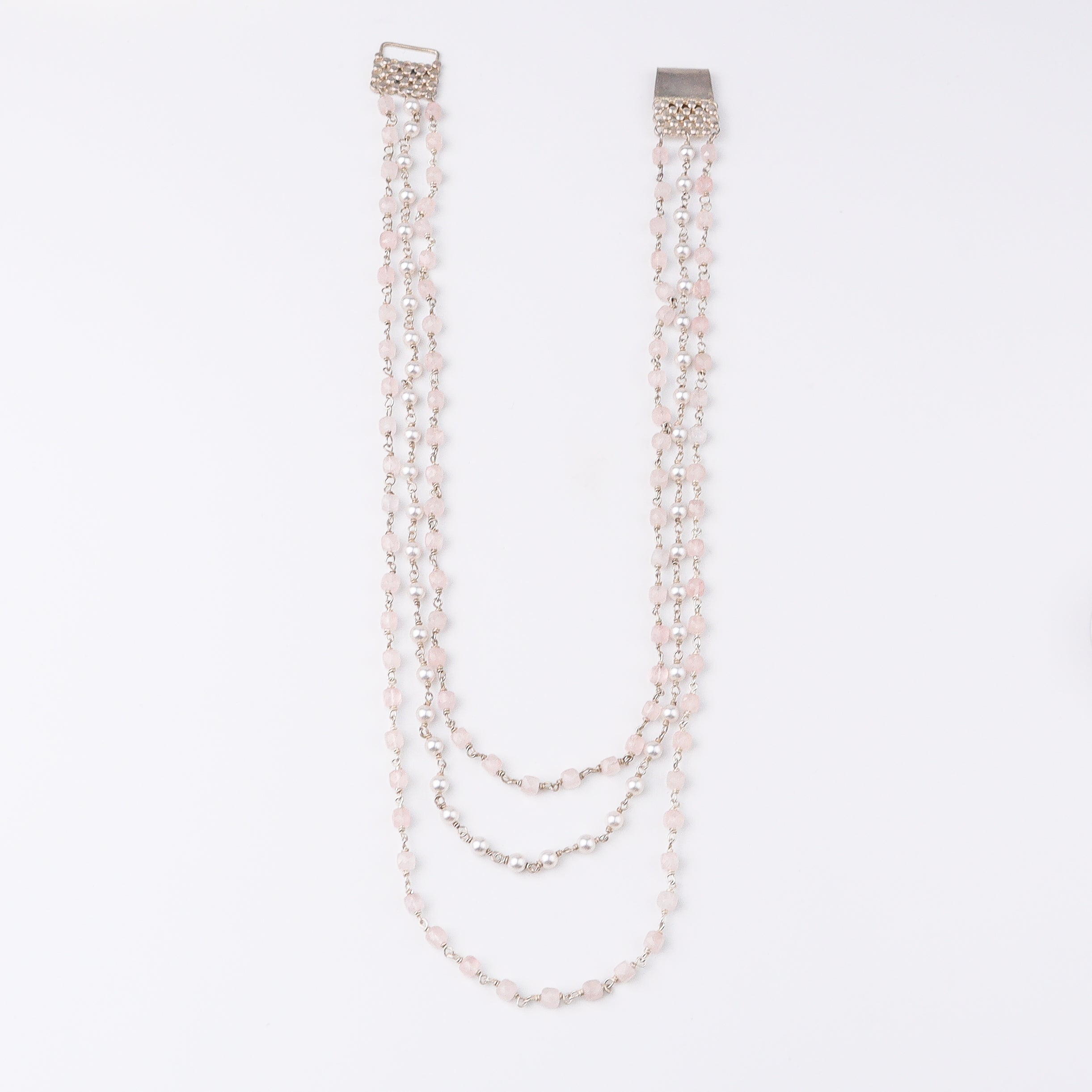 Rose Quartz and Pearls Layered Necklace