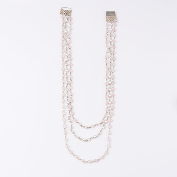 Rose Quartz and Pearls Layered Necklace
