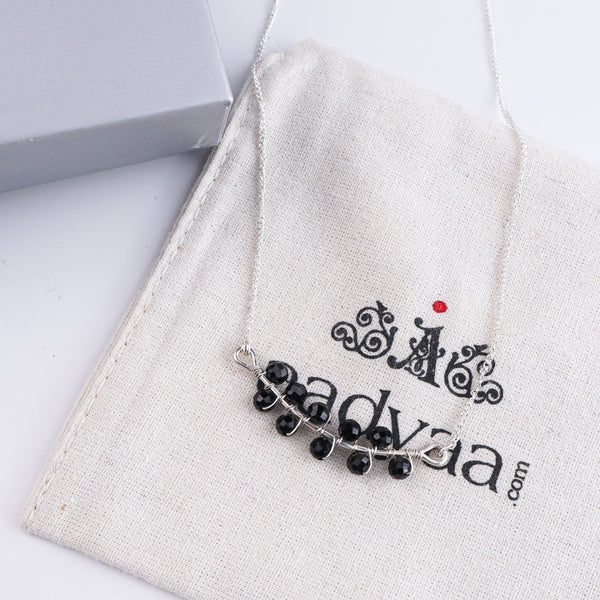 Black Spinel Wrapped Silver Chain Mangalsutra (Project Handmade)