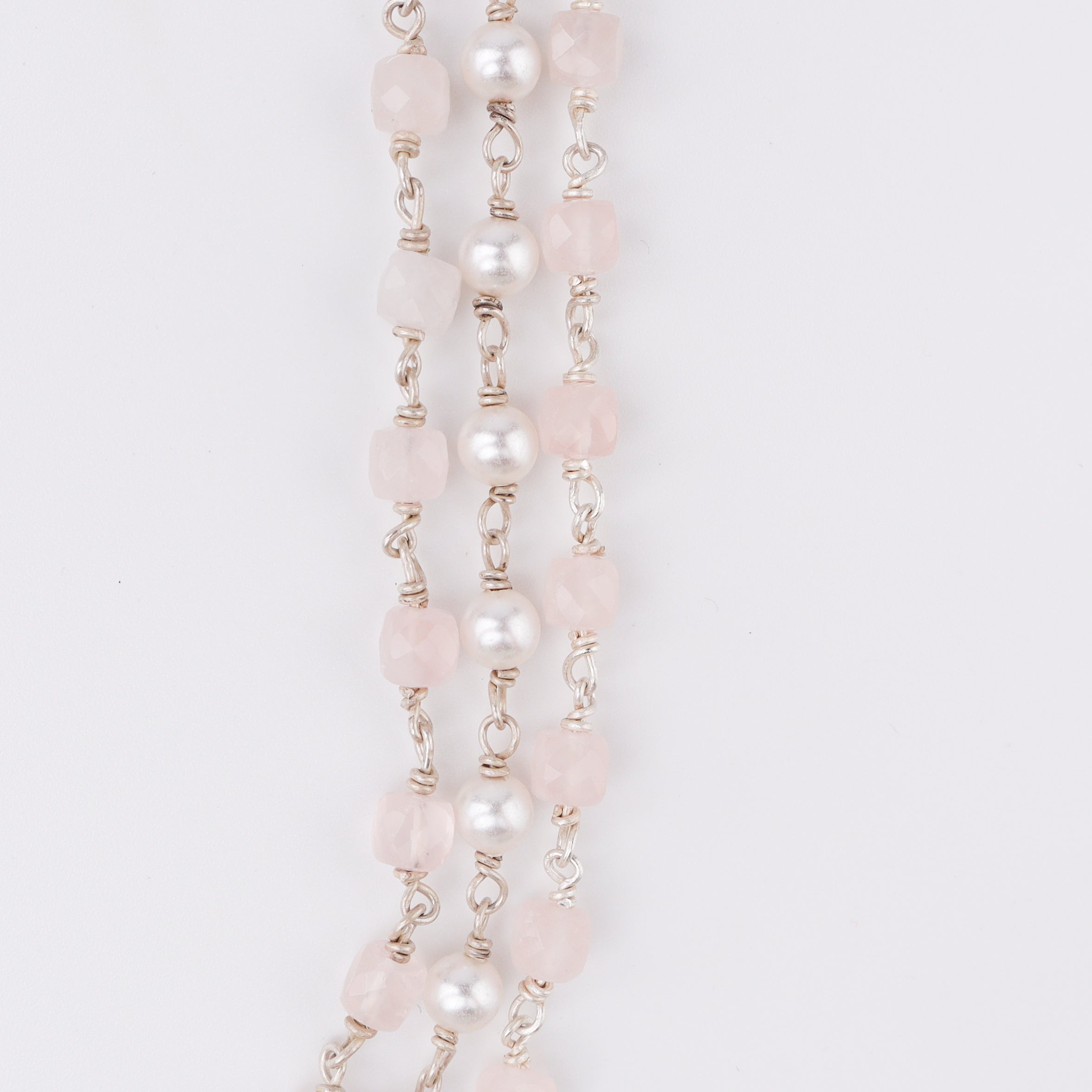 Rose Quartz and Pearls Layered Necklace