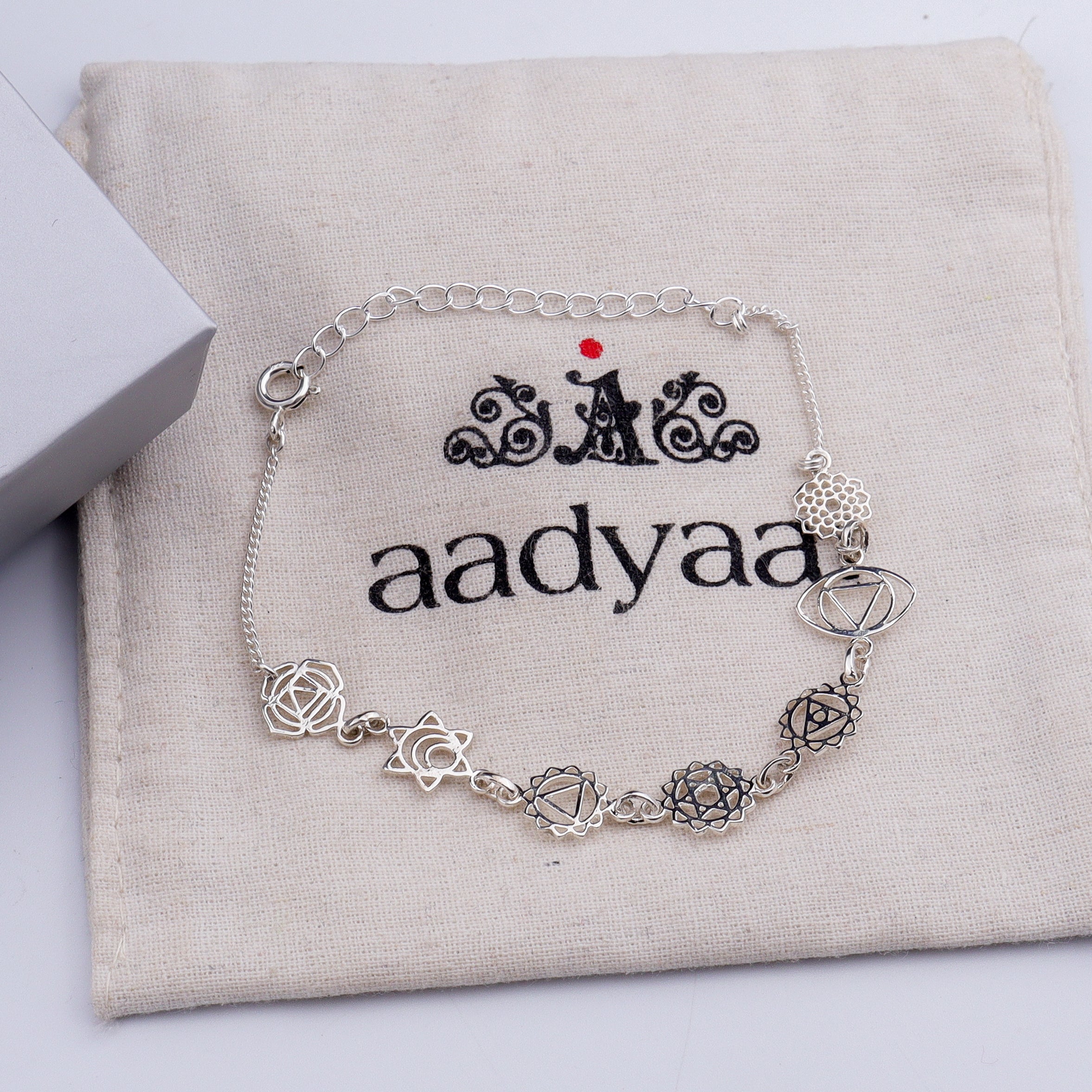 Seven Chakra Silver Bracelet
