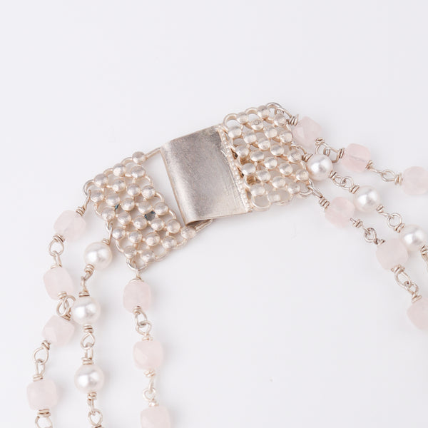 Rose Quartz and Pearls Layered Necklace