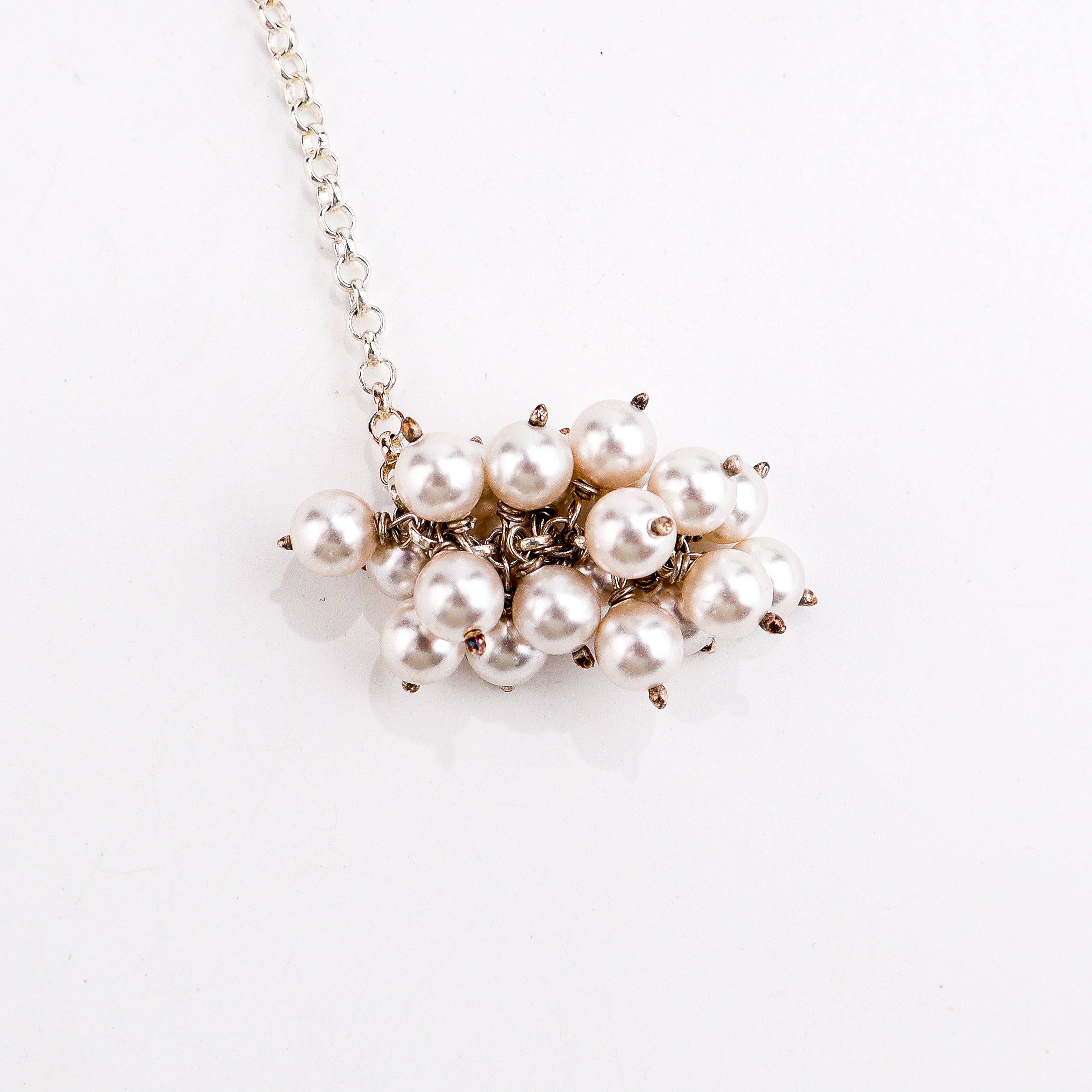 Silver Tie & Wear Necklace with Multicolor Semi-Precious Stones and Pearls