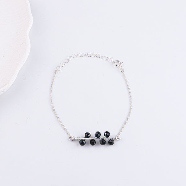 Black Spinel Silver Chain Mangalsutra Bracelet (Project Handmade)