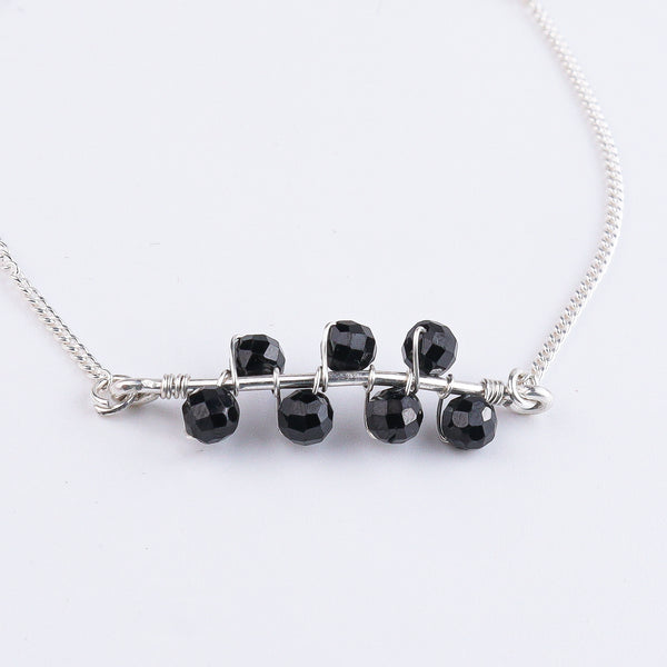 Black Spinel Silver Chain Mangalsutra Bracelet (Project Handmade)