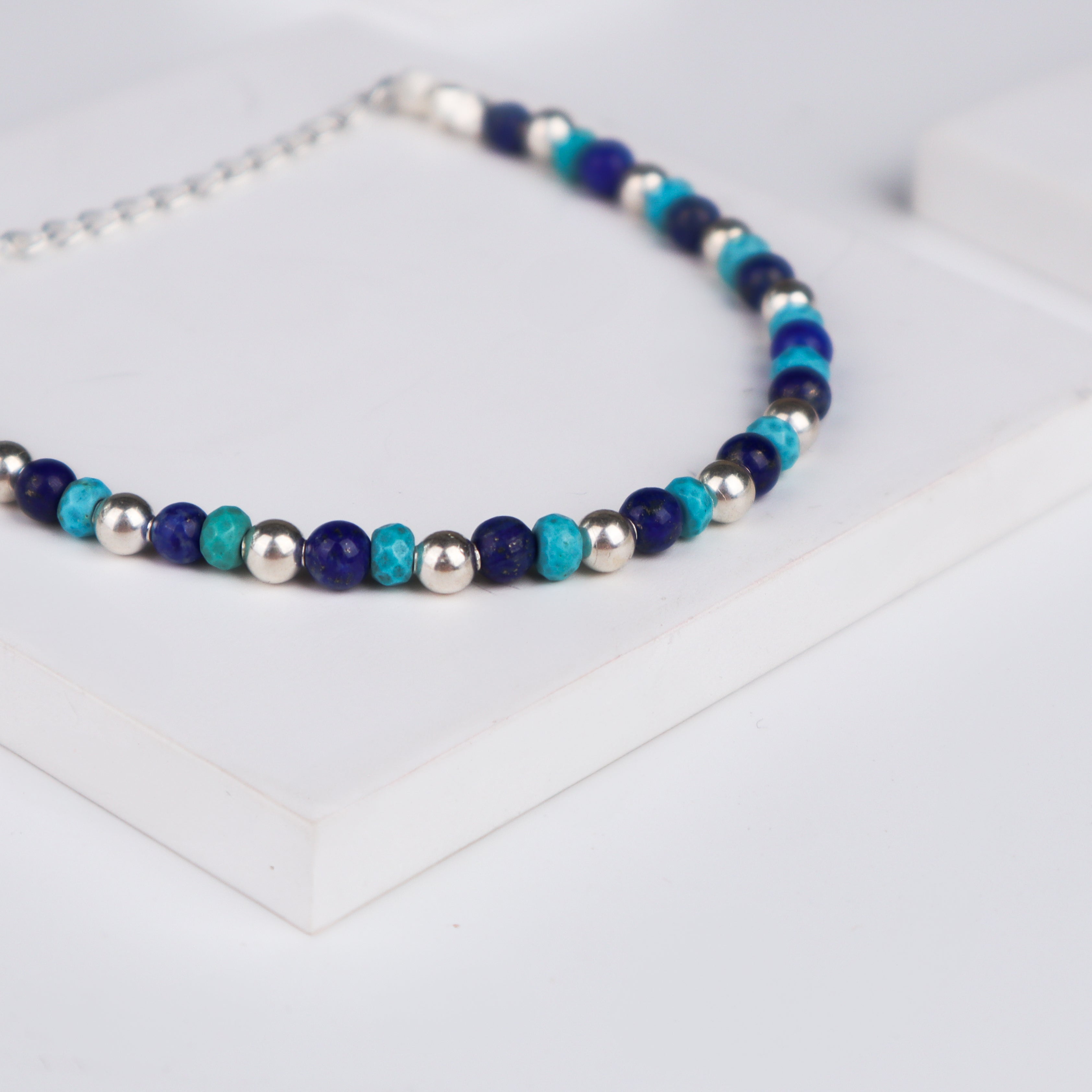 Silver Beaded Evil Eye Bracelet