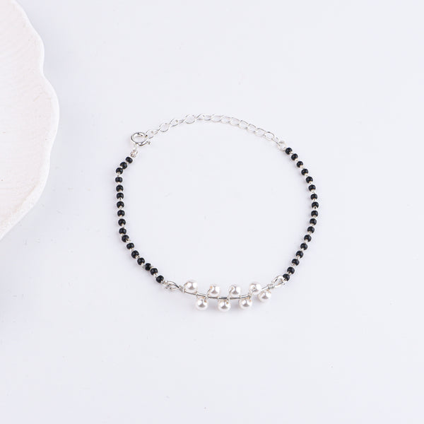 Pearl Wrapped Silver Mangalsutra Bracelet (Project Handmade)