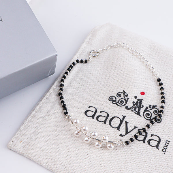 Pearl Wrapped Silver Mangalsutra Bracelet (Project Handmade)