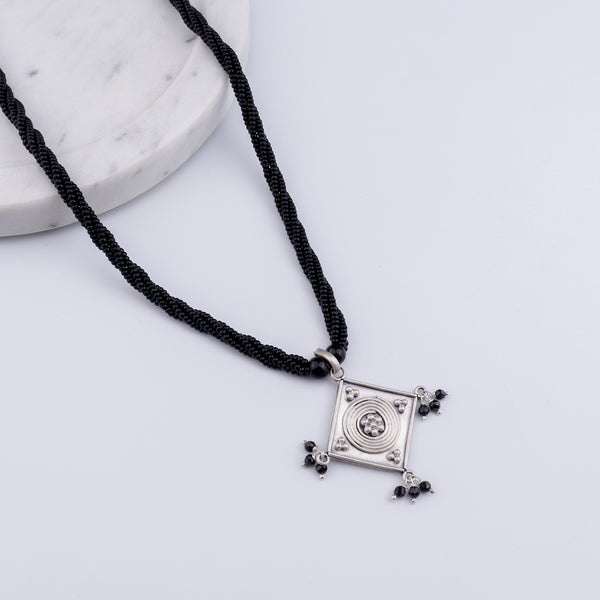 Oxidised Silver Diamond Filigree Mangalsutra
