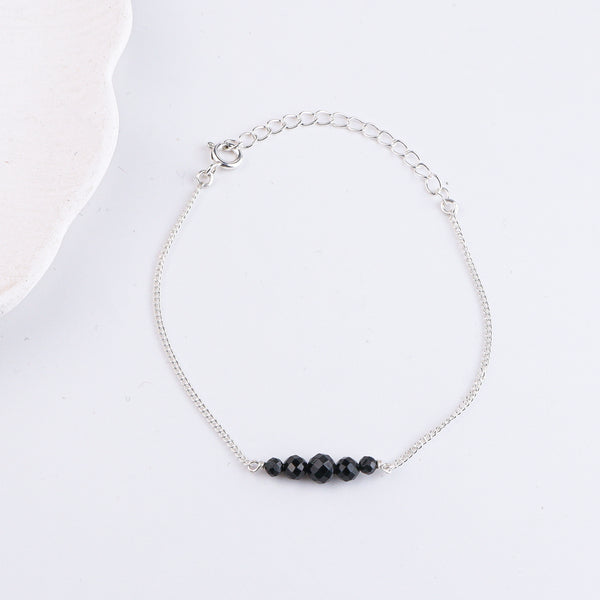 Black Spinel Silver Chain Mangalsutra Bracelet (Project Handmade)