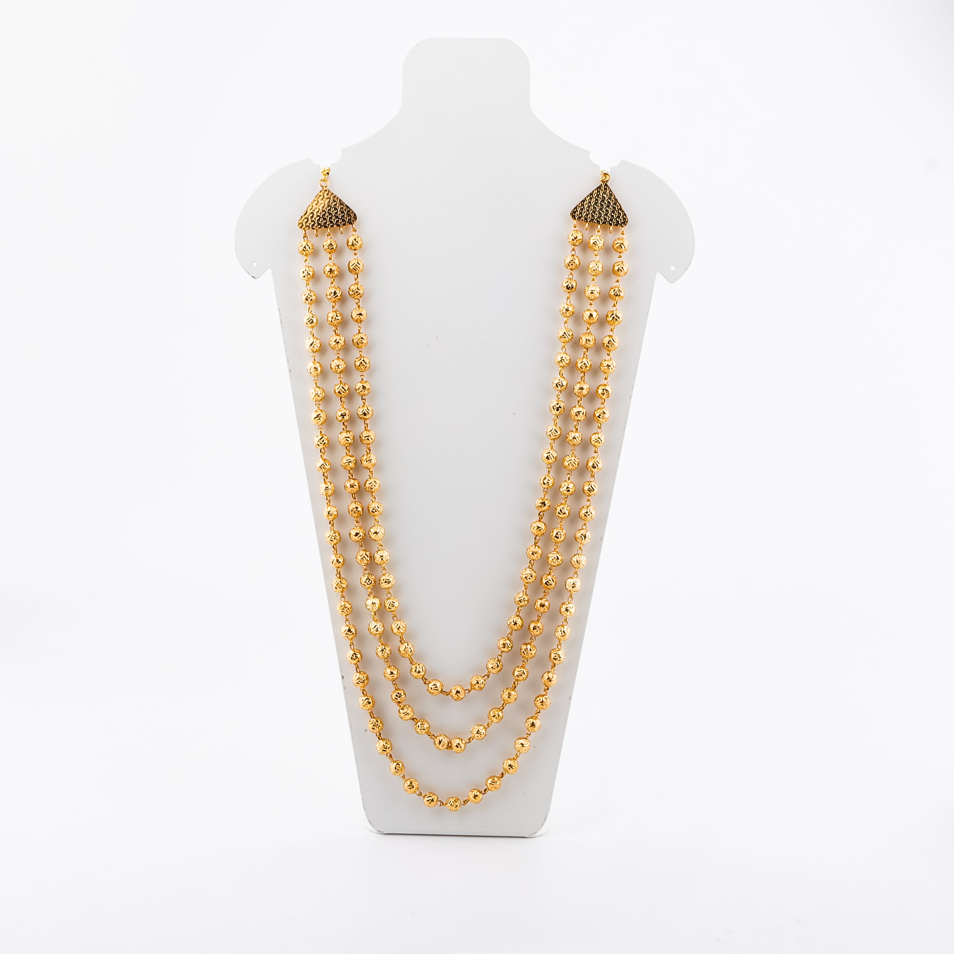 Gold 3 layer mohan maal necklace | 92.5 Silver | 22K Gold Plated