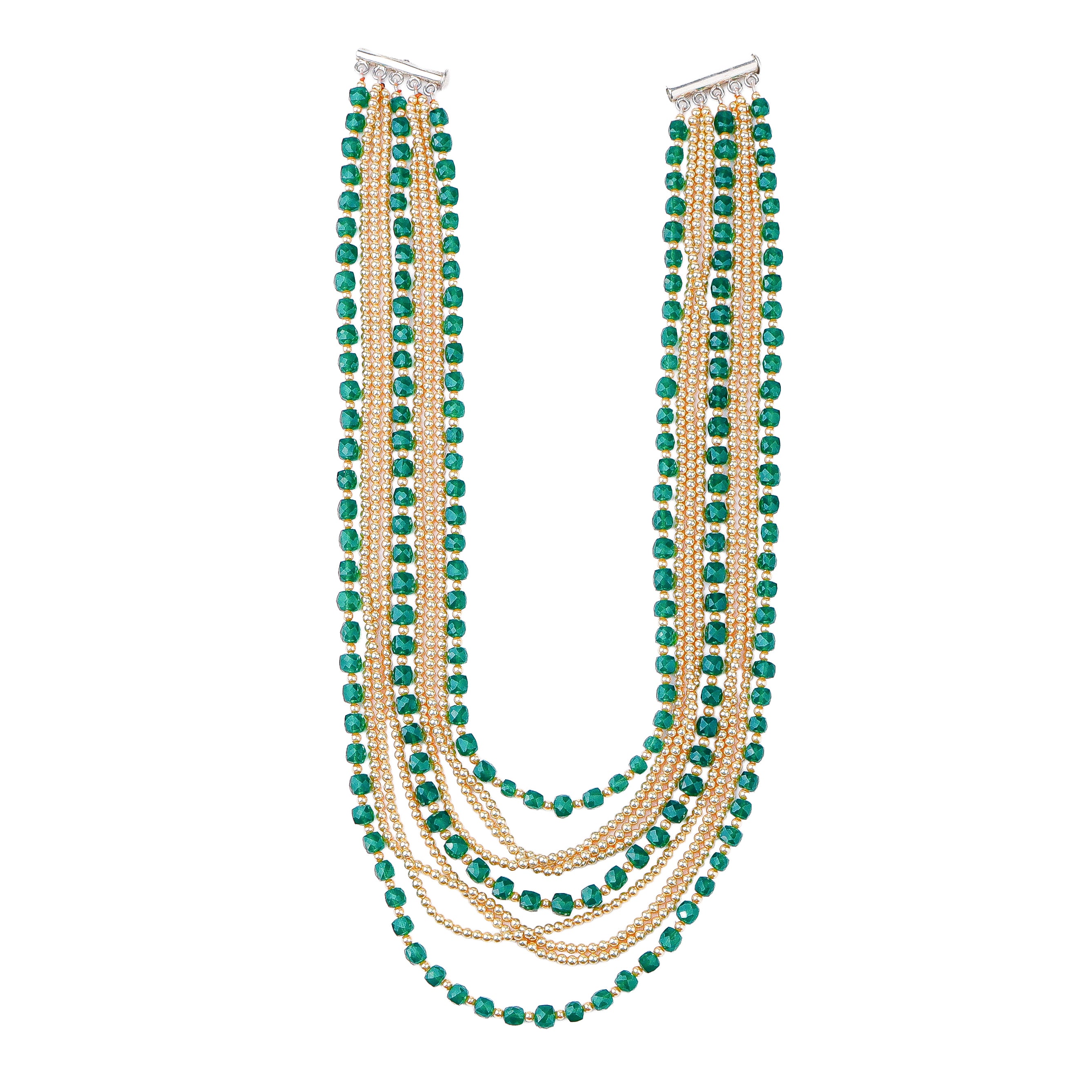 Luxe Necklace- Green Onyx and Golden Pearls