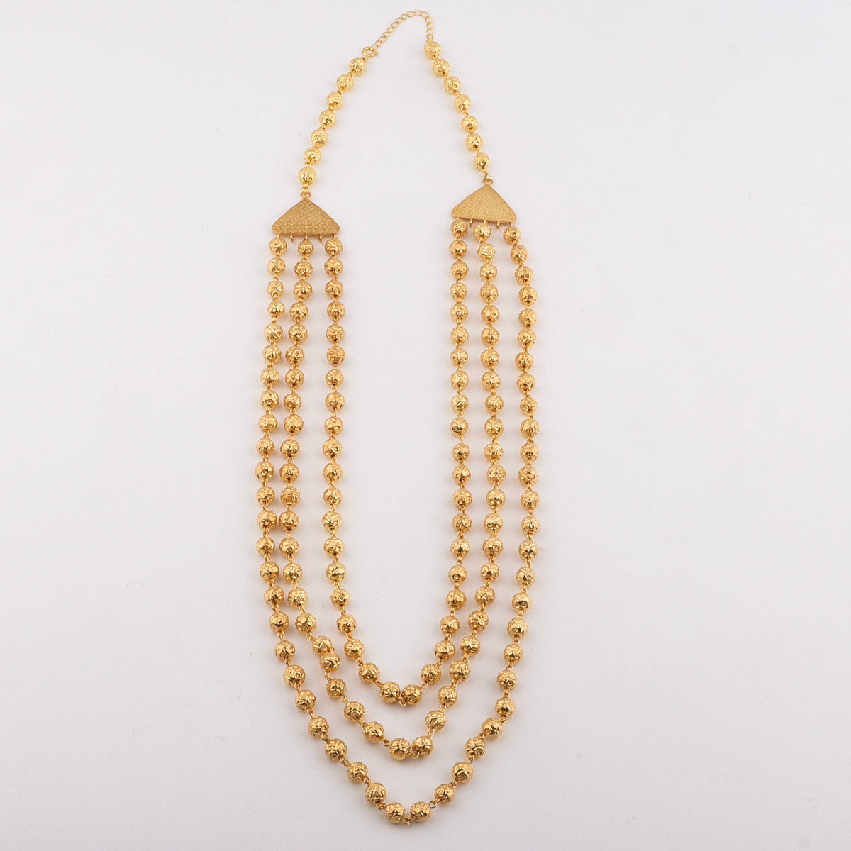 Gold 3 Layer Mohan Maal Necklace on display