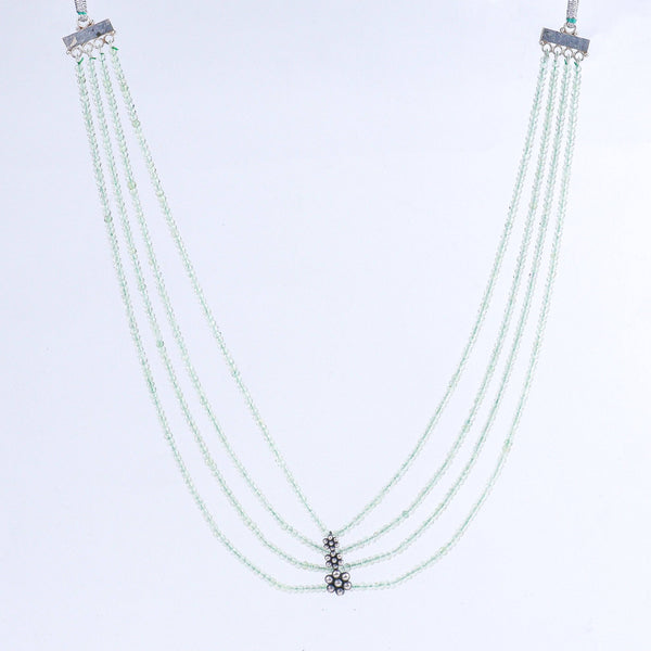 Delicate multi-strand labradorite beaded necklace with silver charm pendant