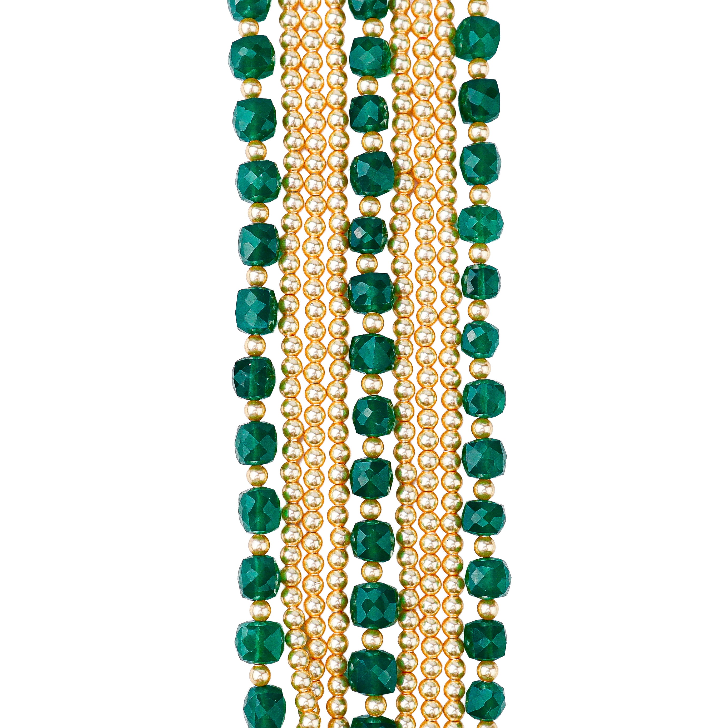 Luxe Necklace- Green Onyx and Golden Pearls