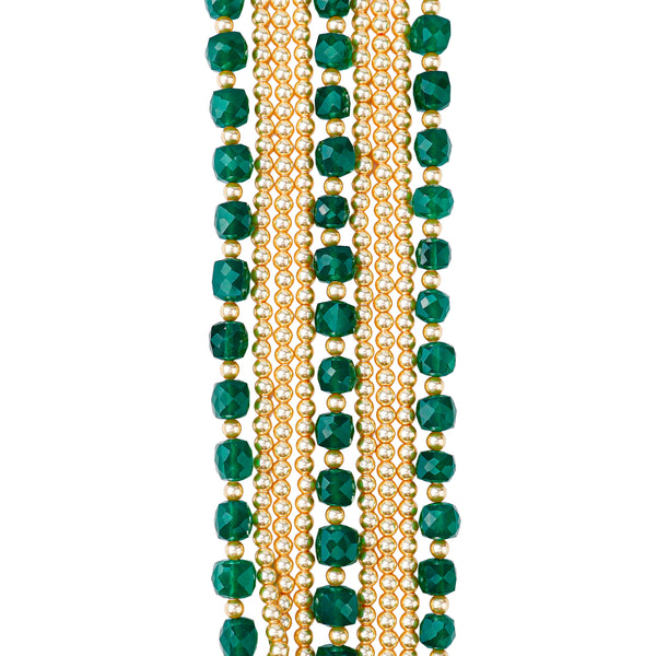 Luxe Necklace- Green Onyx and Golden Pearls